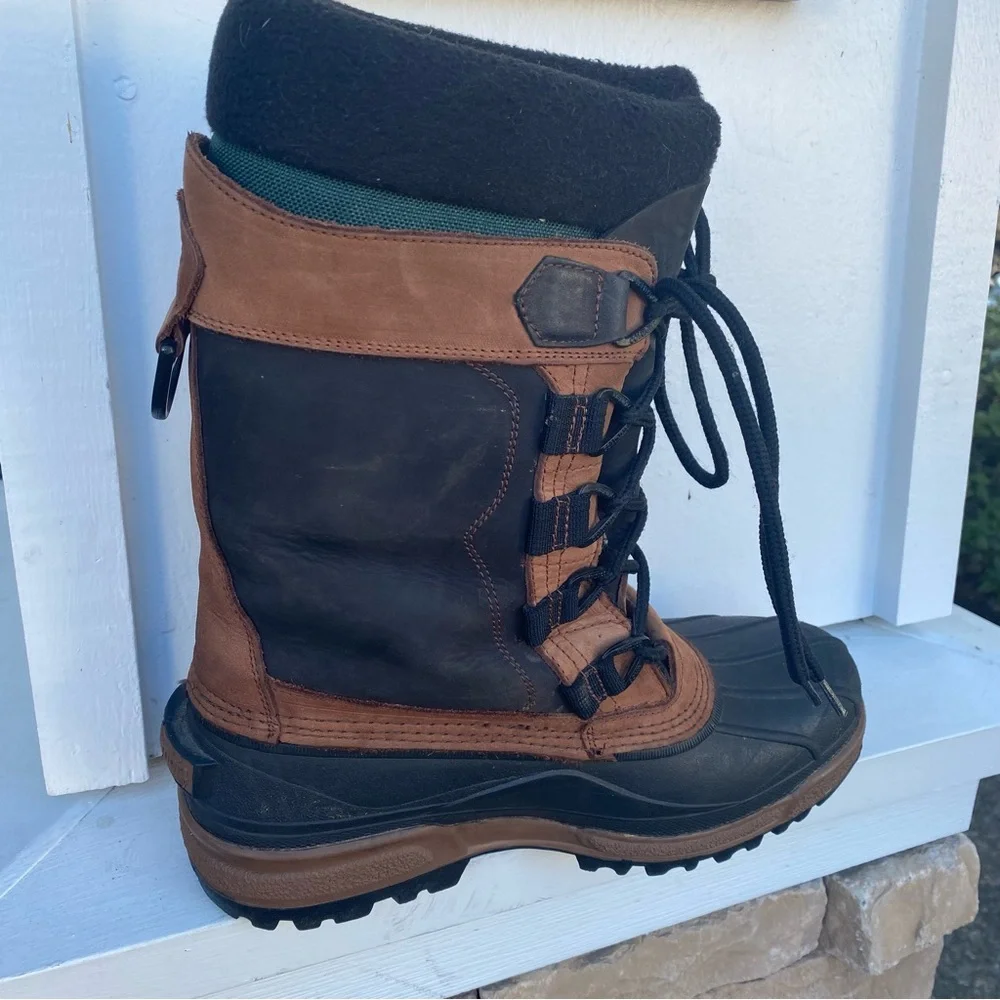 Columbia Bugabison Boots Winter Brown Gray Nubuck Leather Mens Sz 7 Thermolite